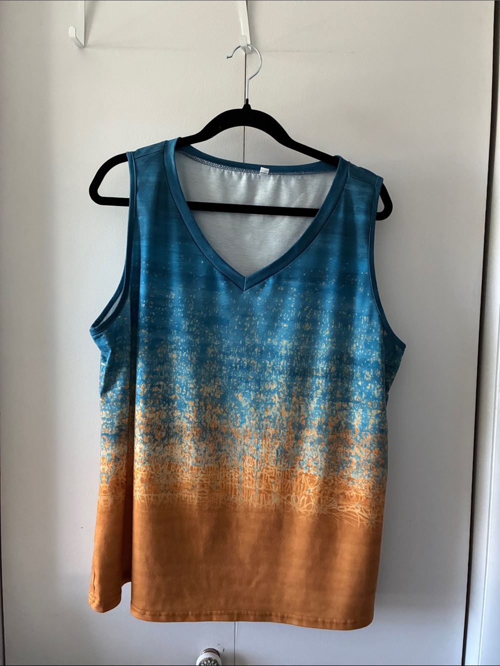 Essentials Blue and Orange Ombre V-Neck Tank Top